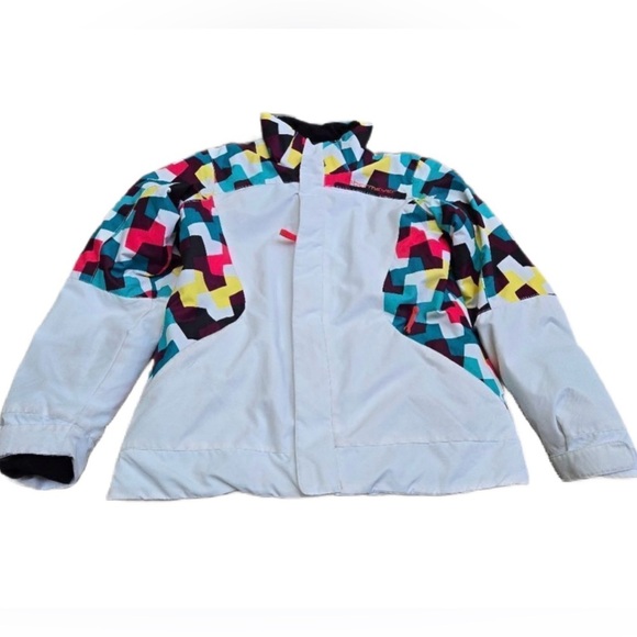 OBERMEYER ~ Women’s White and Color-block Ski/Snow Jacket size L - Picture 1 of 11